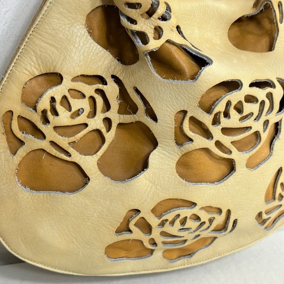 VTG Handmade One of a Kind Artisan Tooled Leather Floral Rose Shoulder Bag Purse - Picture 10 of 16